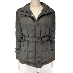 ESPRIT COLLECTION Quilted Down Feather Winter Puffer Belted Green Coat Size 4